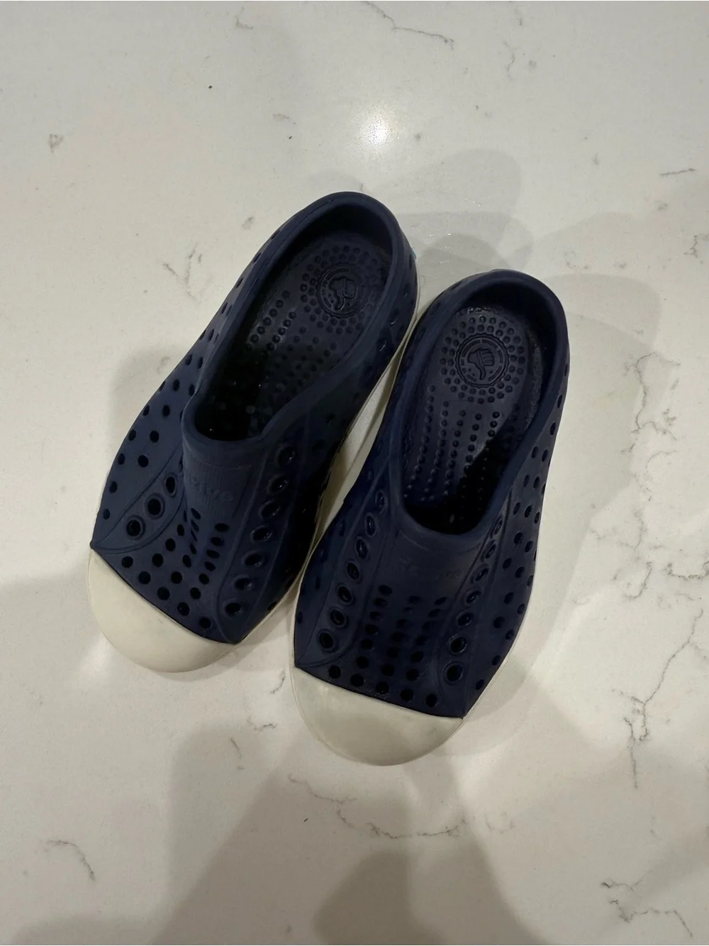 Native Kids Navy Blue Slip-On Water Shoes with White Toe Cap